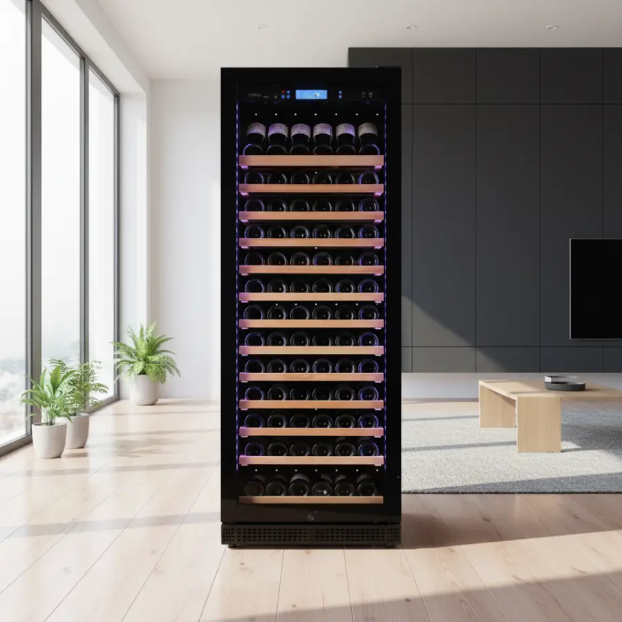 Modern Large Cooling Refrigerated 168 Bottle 430L Single Zone Wine Bar Cabinet Wine Fridge Refrigerator — view 4