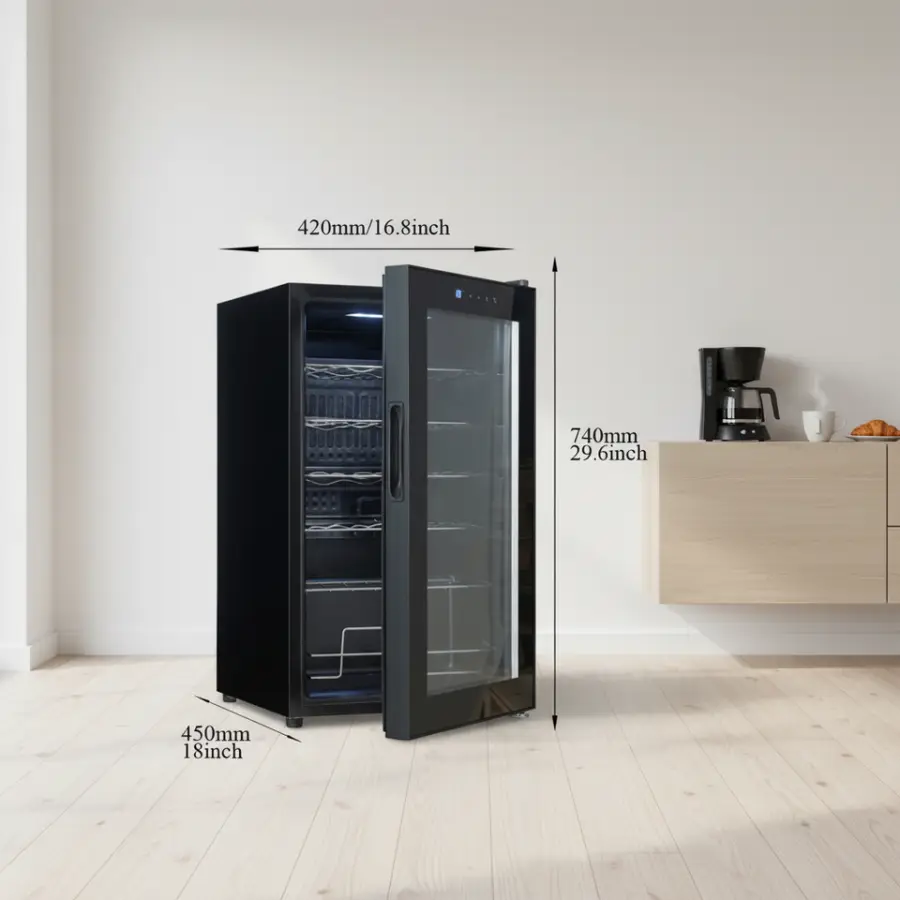 74L 24 Bottles Cooler Cabinet Chiller Single Zone Hotel Wine Fridge Cellar — view 6