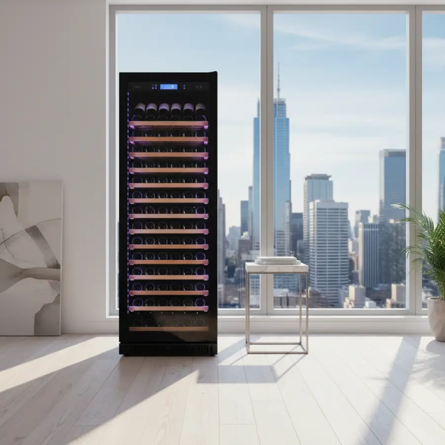 Modern Large Cooling Refrigerated 168 Bottle 430L Single Zone Wine Bar Cabinet Wine Fridge Refrigerator — view 6