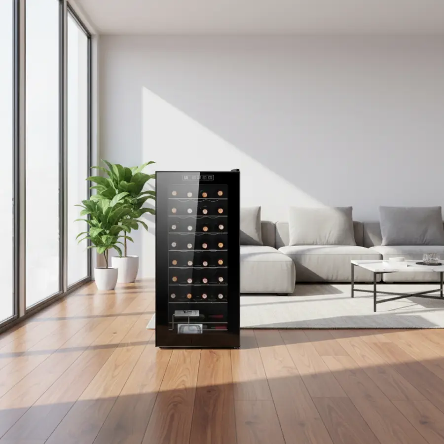 China Manufacturer 32 Bottle Mini Wine Cabinet Display Wine Cooler Home Wine Cellar — image 4