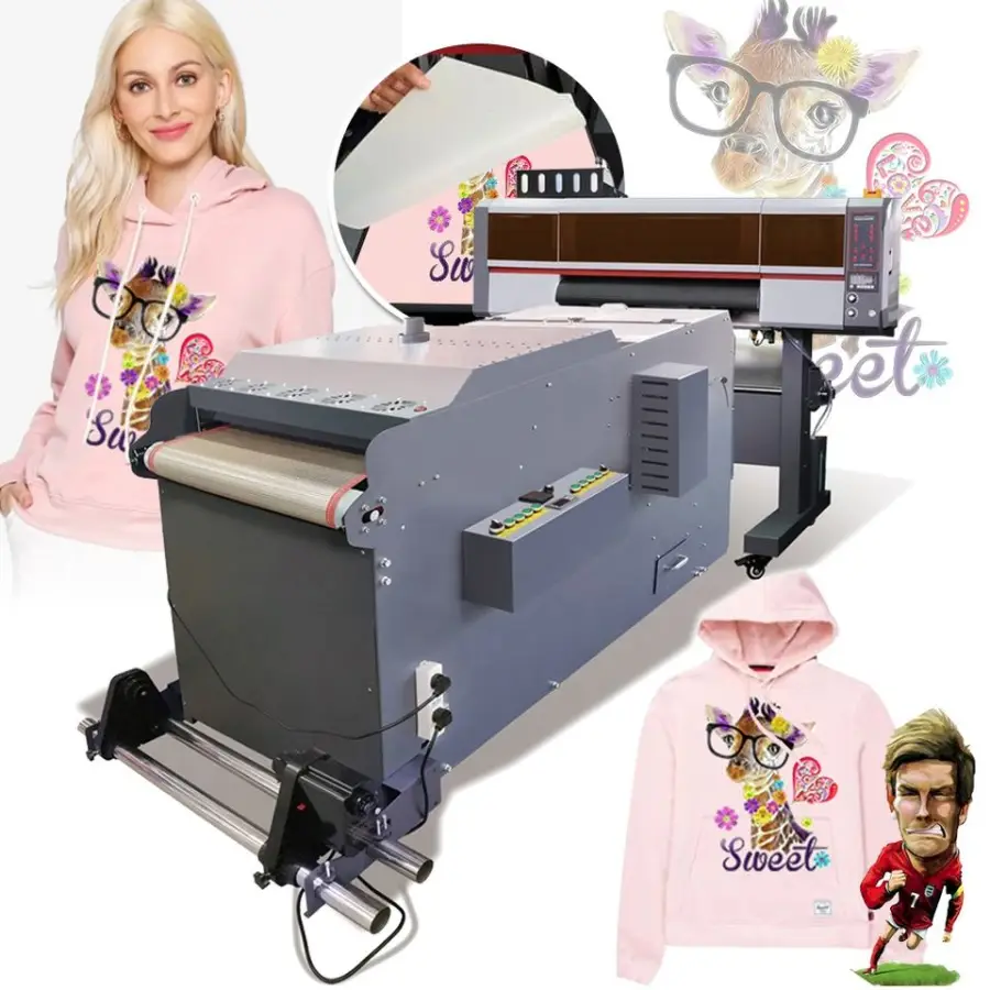 New Full-Automatic PET Film Roll Digital A1 600mm DTF Sticker 2pcs Epson I3200/4720 Printhead Heat Transfer Printing Mac — view 1