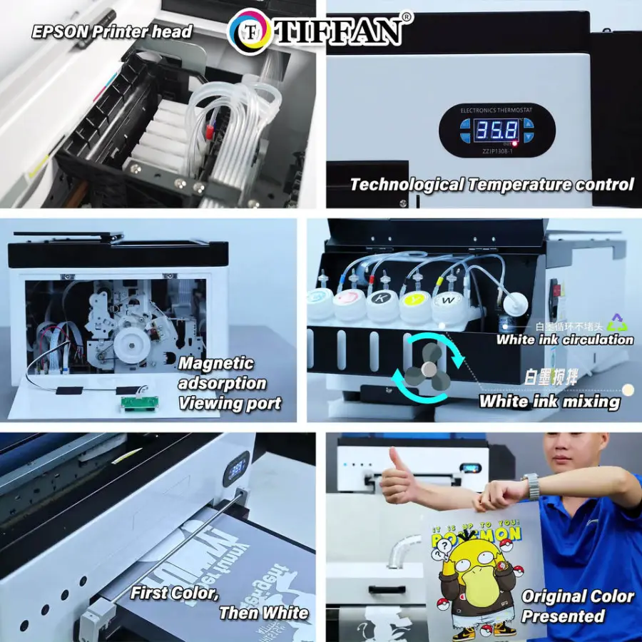 TIFFAN A3 DTF Printer 600mm Pigment Ink New Semi-Automatic Epson Printhead PET Film Printing Machine — image 3