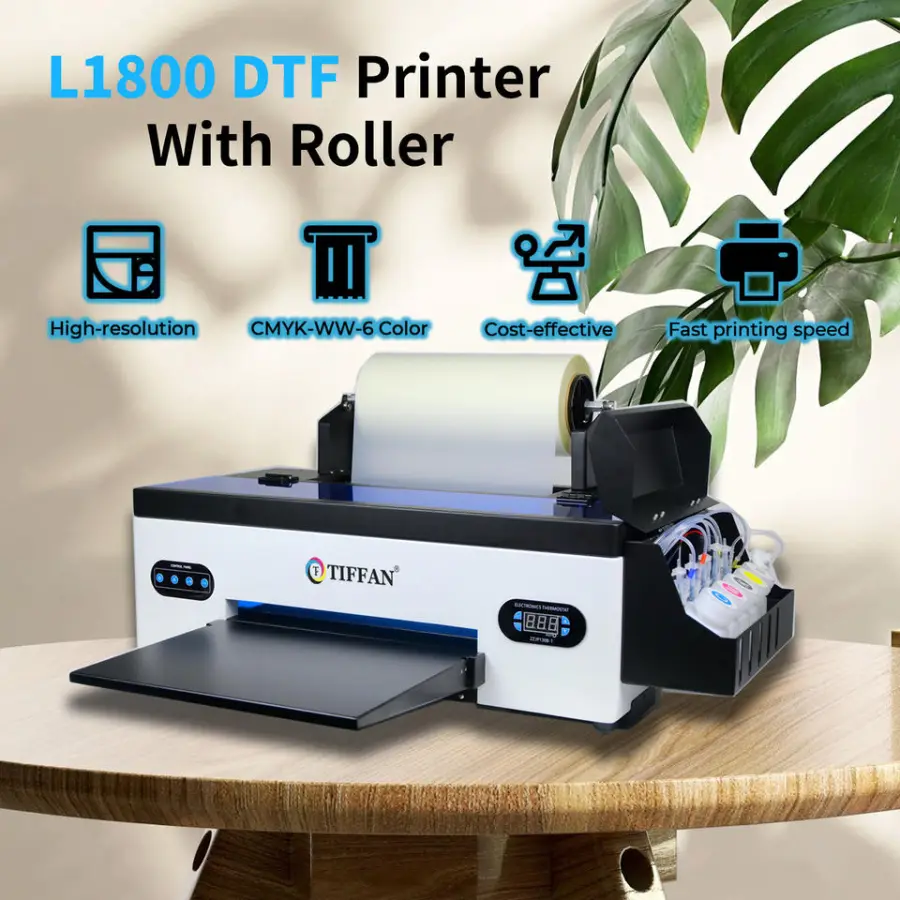 TIFFAN R1390 Small Pet Film T-shirt Textile Printing Machine 30cm A3 DTF Impresora Printer DTF Printer with Roller — image 3