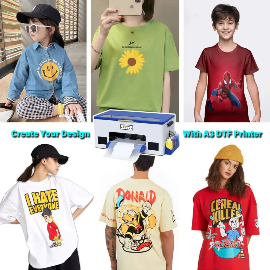 A3 Dtf Printer Printing Machine Impressora Dtf t Shirt Printing Machine Xp600 Dtf Printer with Powder Shaking Machine — view 4