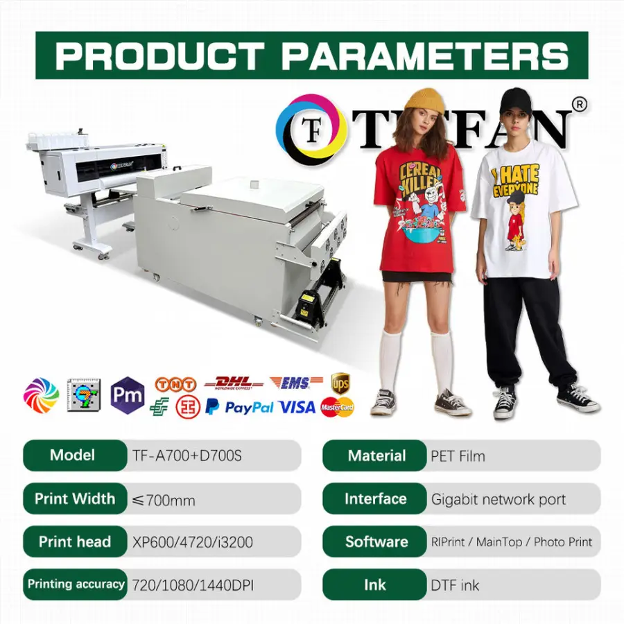 Dual I3200 Xp600 A1 A1+ 24 Inch DTF Printer 60 cm Direct to Film DTF Printer With Dtf Shaking Powder Machine for T-shirt — view 2