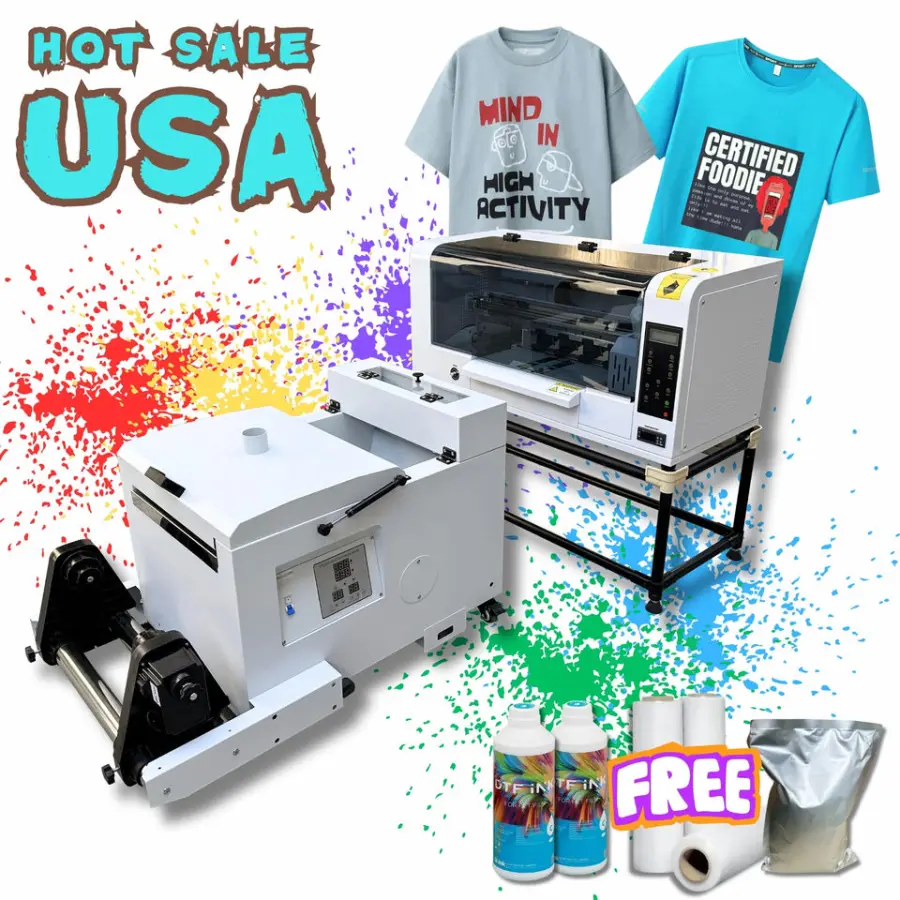 A3 with Epson Printhead on Cotton Nylon T-shirt Heat Press Machines Full Set with Dtf Printer — view 1