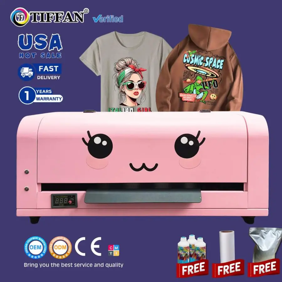 Pattern Customization Pink Style A3 Dtf EPS XP600 Head for Small Business All in One on T-shirt Hats Shoe Dtf Printer Ma — view 1