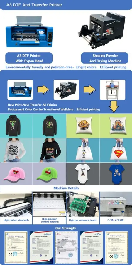 A3 Digital DTF Printer 30cm Xp600/I3200 T-shirt DTG Printer Powder Dyer Shaking Machine Small DTG Machine T-Shirts A3 — image 7