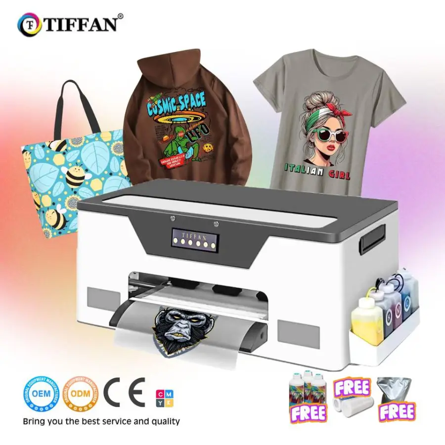 A3 Desktop Dtf Printer on PET Film T Shirt Textile Mouse Pad Automatic Digital 13 Inch Small Roll to Roll Dtf Printer — view 1