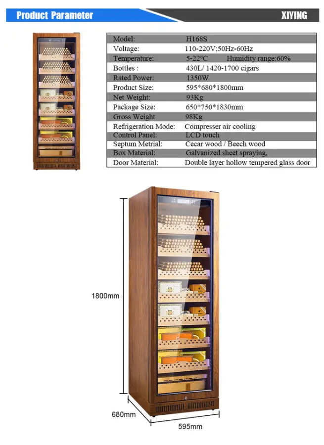 430L Cigar Cabinet Storage Electronic Compressor Cooler Humidifier Cigars Display 1700 Cigar Humidor — view 5