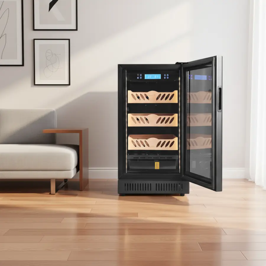 68L Silent Operation Digital Display Electric Cigar Cabinet Household Use 200 Cigars Capacity — view 2
