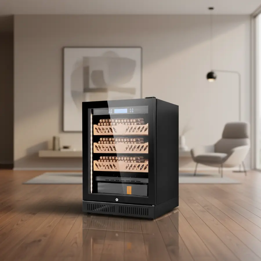 Electronic Cigar Cabinet Custom Logo Air Cooling Temperature Controlled Humidor Electric Cigar Humidor Cabinet — image 3