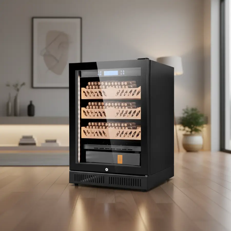 Electronic Cigar Cabinet Custom Logo Air Cooling Temperature Controlled Humidor Electric Cigar Humidor Cabinet — image 4