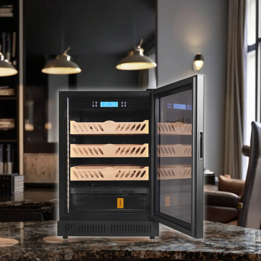 Electronic Cigar Cabinet Custom Logo Air Cooling Temperature Controlled Humidor Electric Cigar Humidor Cabinet — image 5