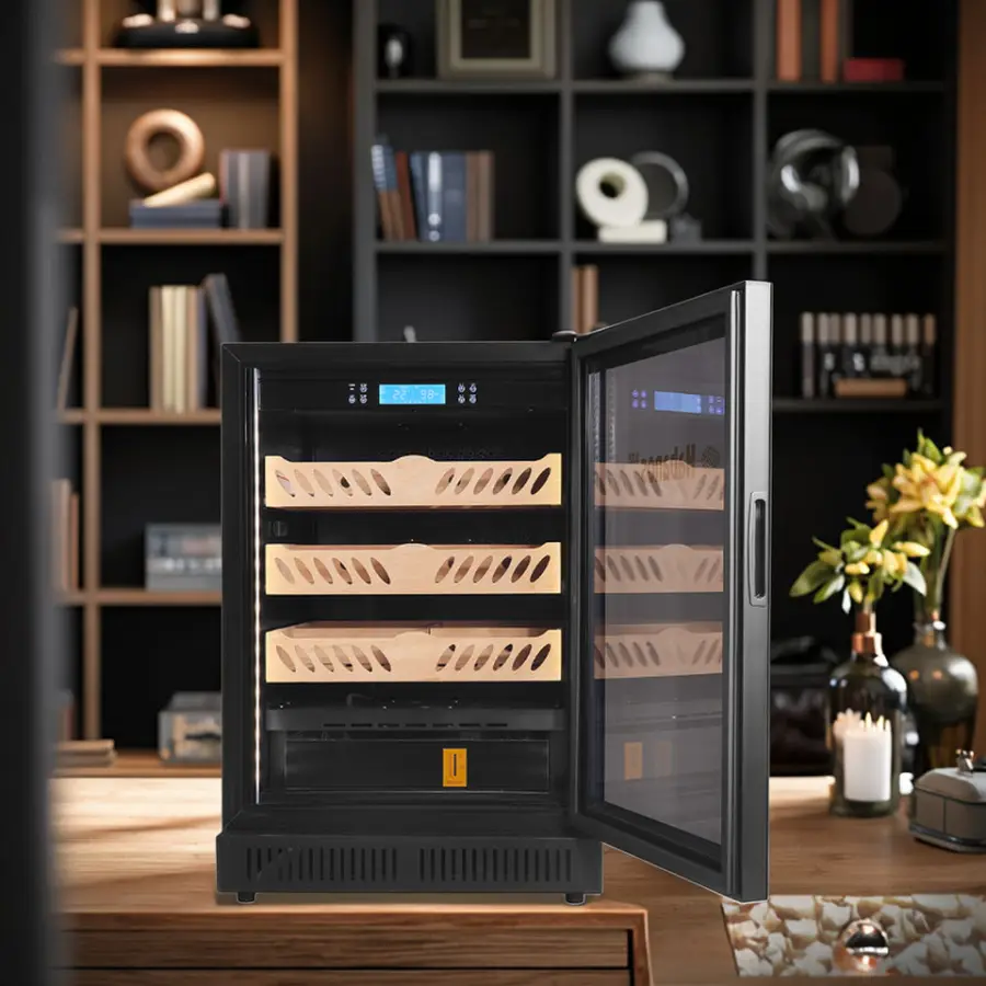 Electronic Cigar Cabinet Custom Logo Air Cooling Temperature Controlled Humidor Electric Cigar Humidor Cabinet — image 6