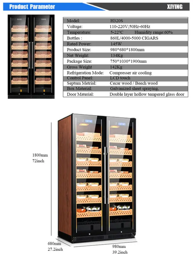 860L Household Cigar Humidor Cooler Cabinet Humidity Storage Electronic Control Cigar Fridge for Cigar Collection — image 7