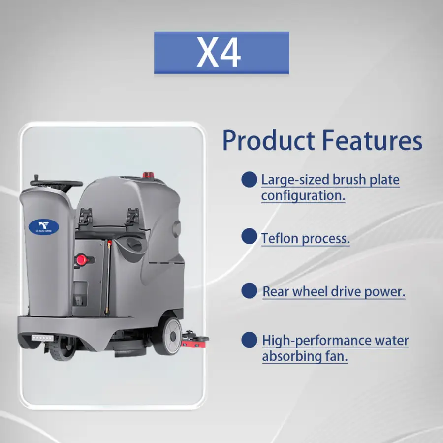 Cleanhorse X4 Electric Single Brush 4500/h Ride-On Industrial Floor Scrubber Machine New Self-Propelled Supermarket Cera — view 5
