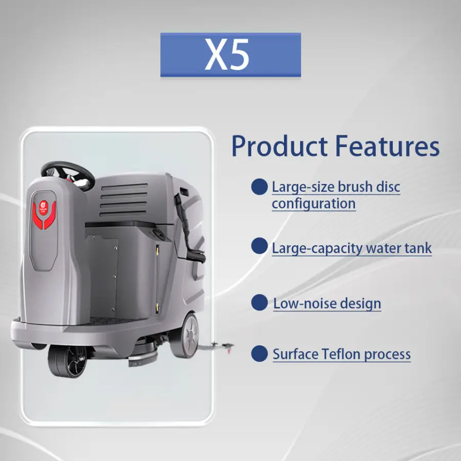 CleanHorse X5 New Ride-On 24V100Ah Battery-Powered Self-Propelled Floor Scrubber 85L Tank 580mm Path 30kg Pressure Industrial — image 7