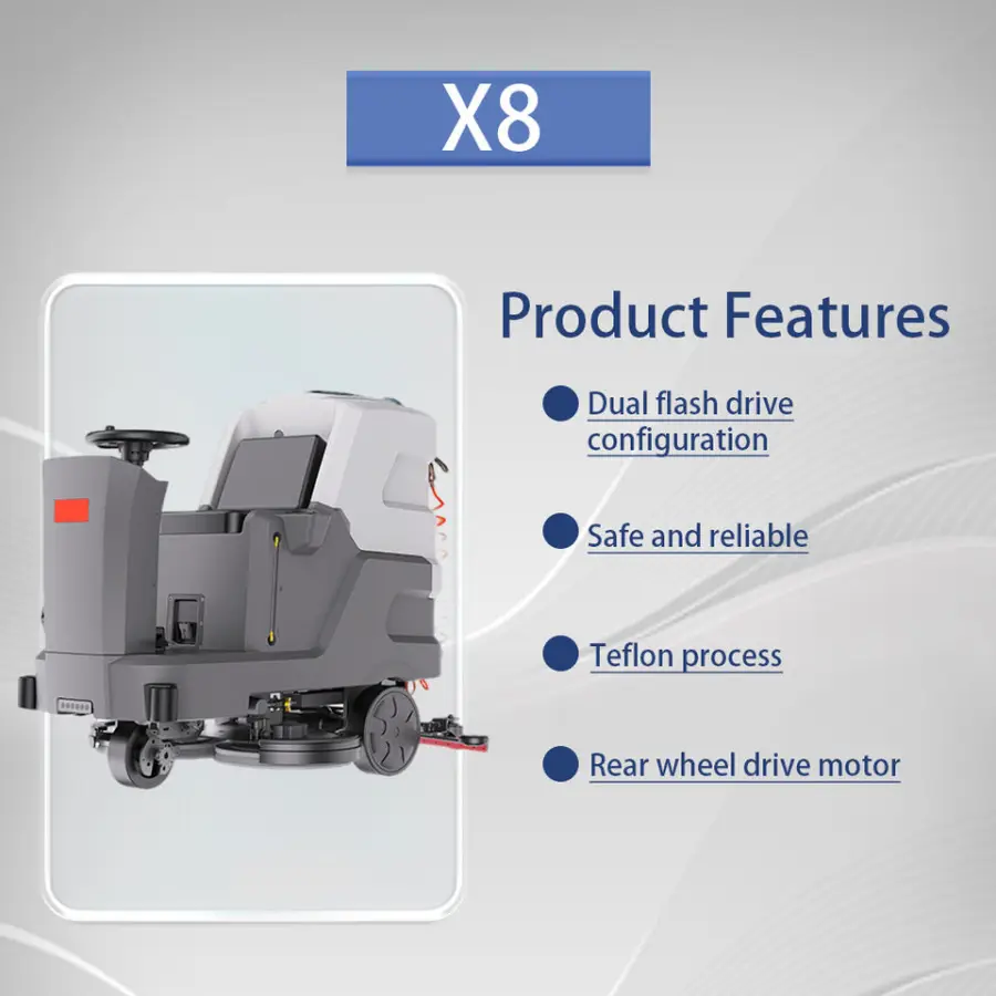 CleanHorse X8 Ride-On Industrial Floor Scrubber New 24V200Ah Battery 6600/h Cleaning Efficiency Orbital Design Fast Delivery — image 7
