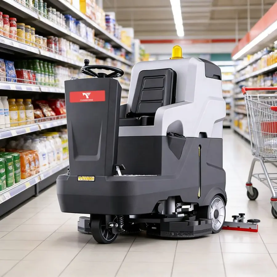 CleanHorse X9 New Factory Wholesale Price Ride-On Industrial Brush Floor Scrubber 24V200Ah Battery 7800/h Efficiency — view 1