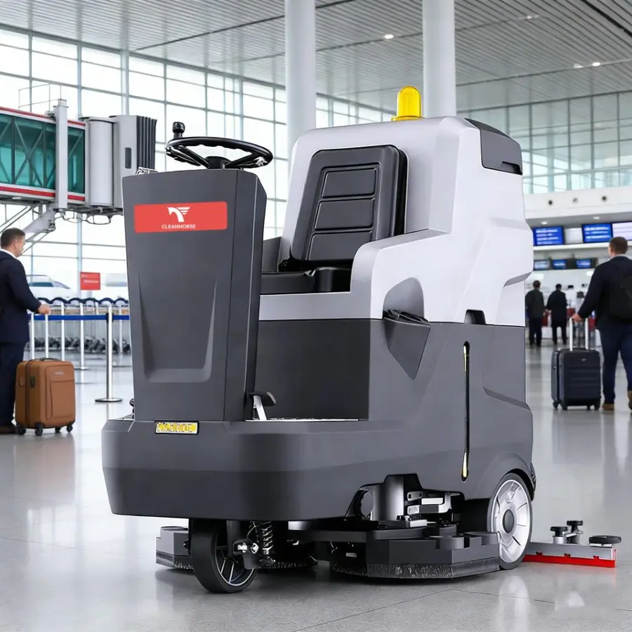 CleanHorse X9 New Factory Wholesale Price Ride-On Industrial Brush Floor Scrubber 24V200Ah Battery 7800/h Efficiency — image 5