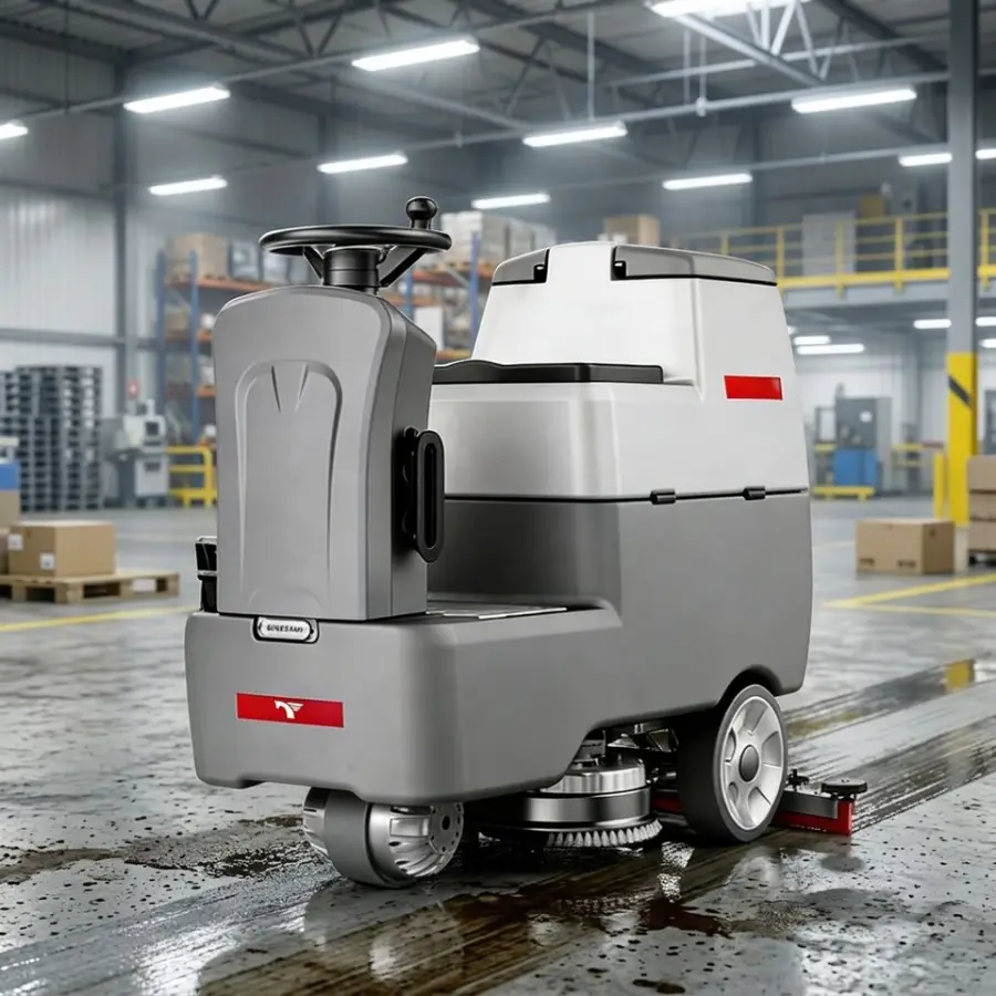 CleanHorse ARES600 Ride-on Floor Scrubber Dryer 4000m2/h High Efficiency Driving Type Scrubber 70L Tank Dual Brush for W — view 1