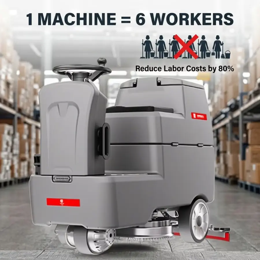 CleanHorse ARES600 Ride-on Floor Scrubber Dryer 4000m2/h High Efficiency Driving Type Scrubber 70L Tank Dual Brush for W — view 4
