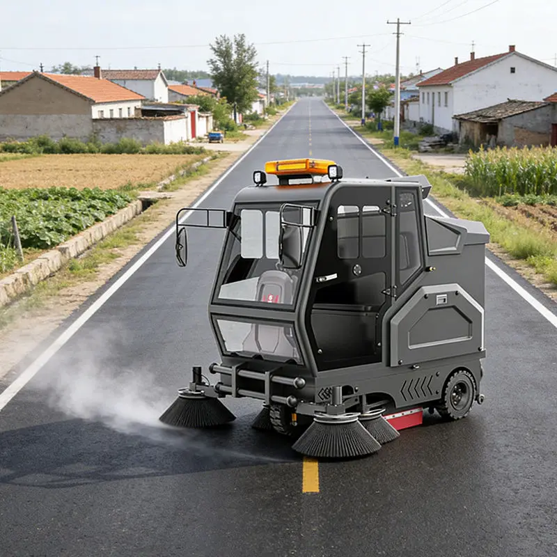 CleanHorse M9 New Self-Propelled 48V Battery Operated Full Enclosed Ride-On Industrial Floor Sweeper Machine with Four 500W Fans — image 4