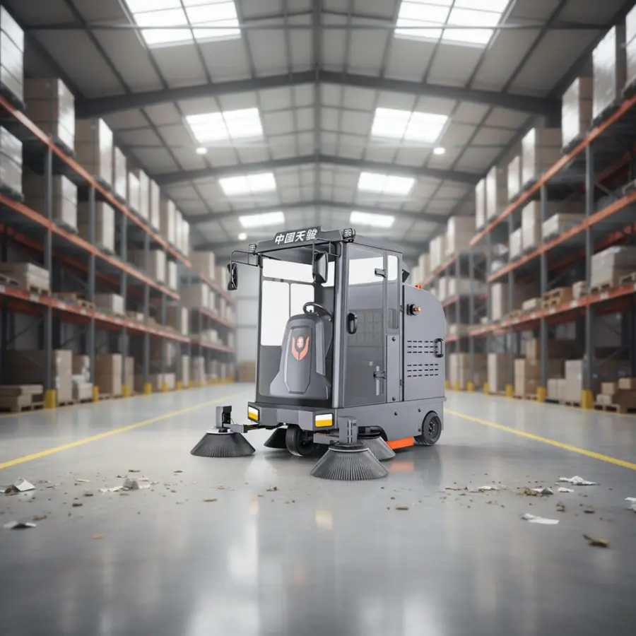 CleanHorse M2 Ride-On Self-Propelled Warehouse Dust Cleaning Machine 48V100Ah Outdoor Sweeper 200L Dust Box for Logistics Hub — image 4