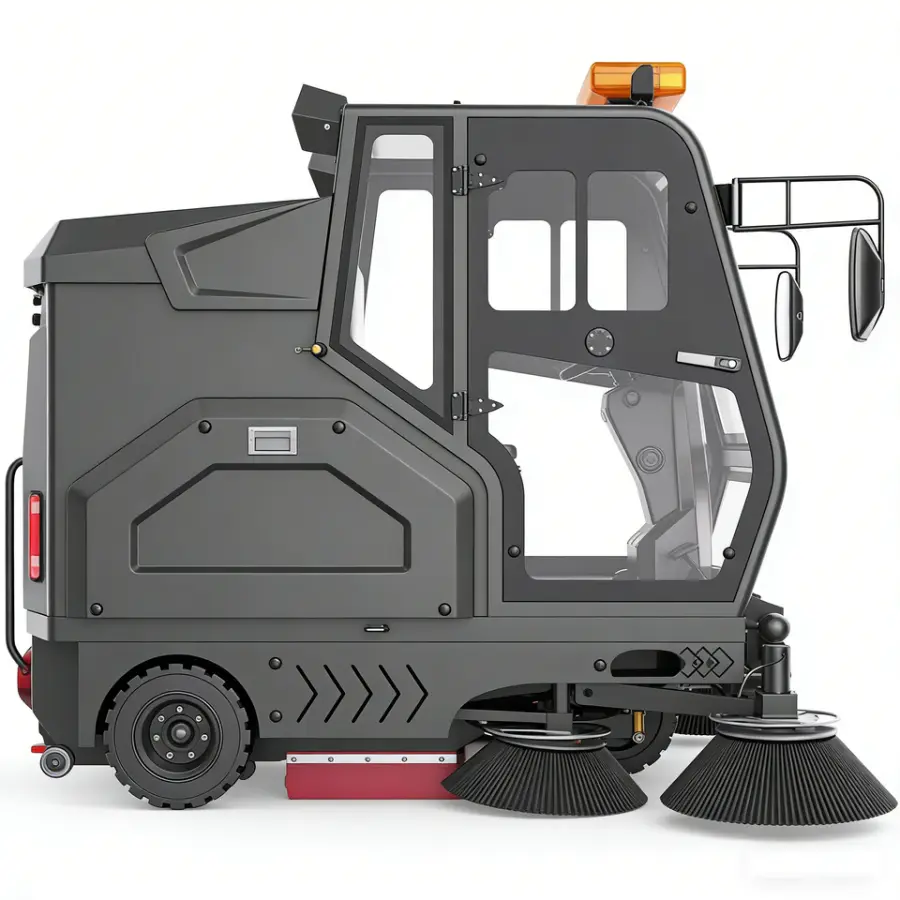 CleanHorse M9 New Self-Propelled 48V Battery Operated Full Enclosed Ride-On Industrial Floor Sweeper Machine with Four 500W Fans — image 6