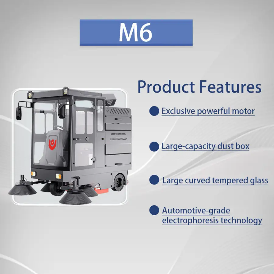 CleanHorse M6 New Fully Enclosed Electric Self-Propelled Ride-On Floor Sweeper 200L Dust Box 48V100Ah Battery 2100mm Cleaning — image 7