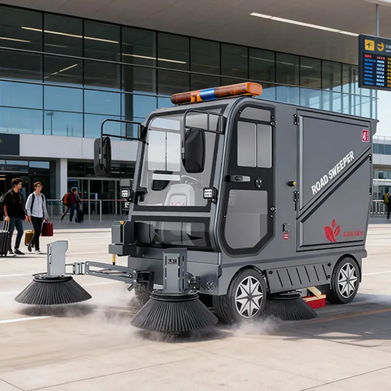 CleanHorse M10 Industrial Electric All Closed Cab Road Sweeper Cleaning Street Sweeping Machine for Clean Outdoor Street — view 1