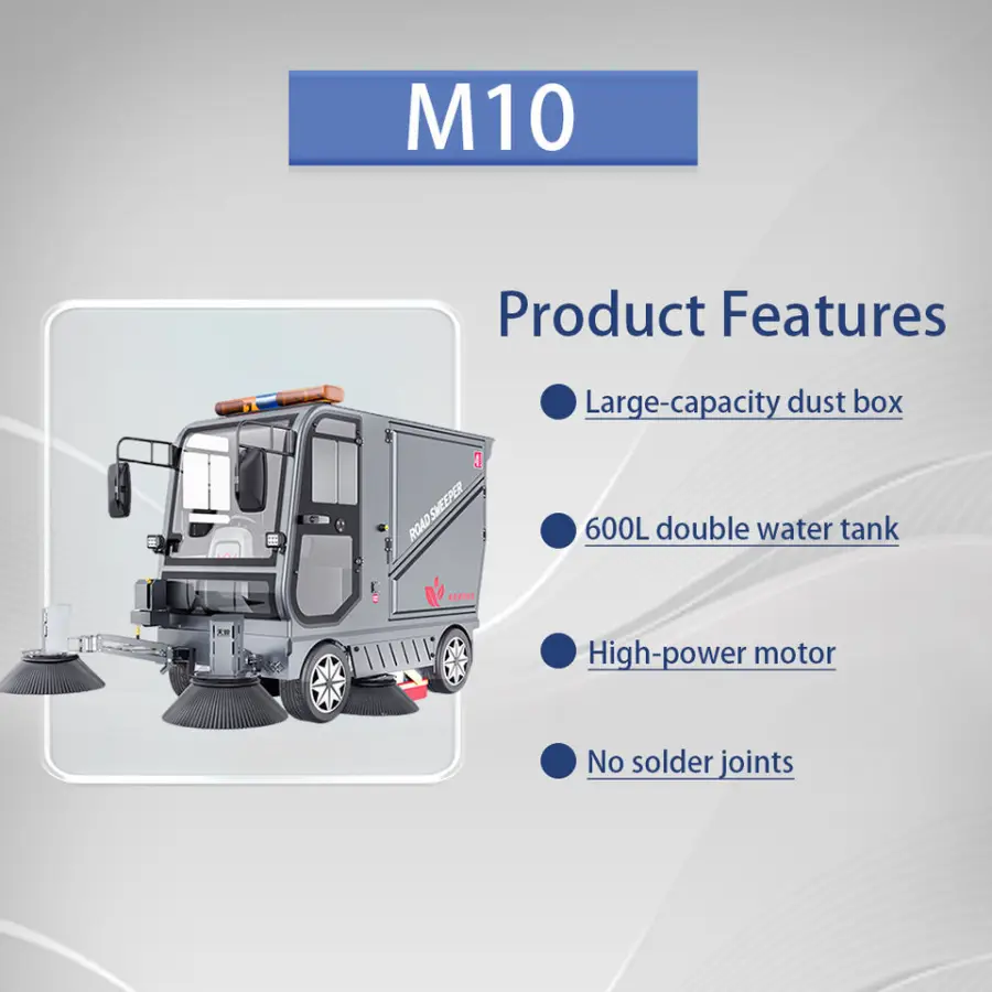 CleanHorse M10 Industrial Electric All Closed Cab Road Sweeper Cleaning Street Sweeping Machine for Clean Outdoor Streets — image 6