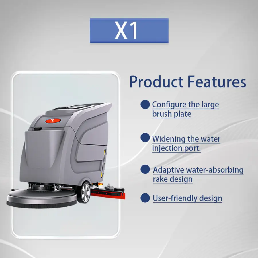 CleanHorse X1 New Walk-Behind Industrial Floor Scrubber Manual High Efficiency Hospital Hygiene Solution Cleaning 530mm — view 1