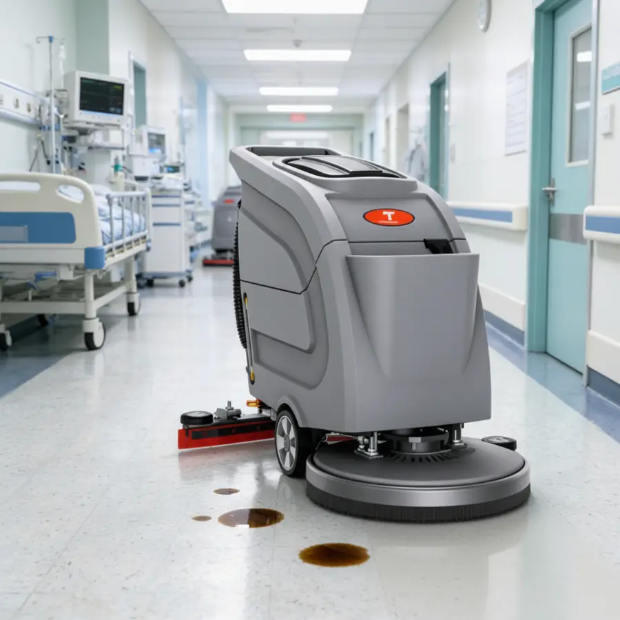 CleanHorse X1 New Walk-Behind Industrial Floor Scrubber Manual High Efficiency Hospital Hygiene Solution Cleaning 530mm 800mm — image 3