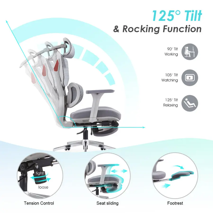 Factory Direct Sale Comfortable Multi-color Optional PC Computer Ergonomic Desk Office Gamer Chair with Footrest — image 4
