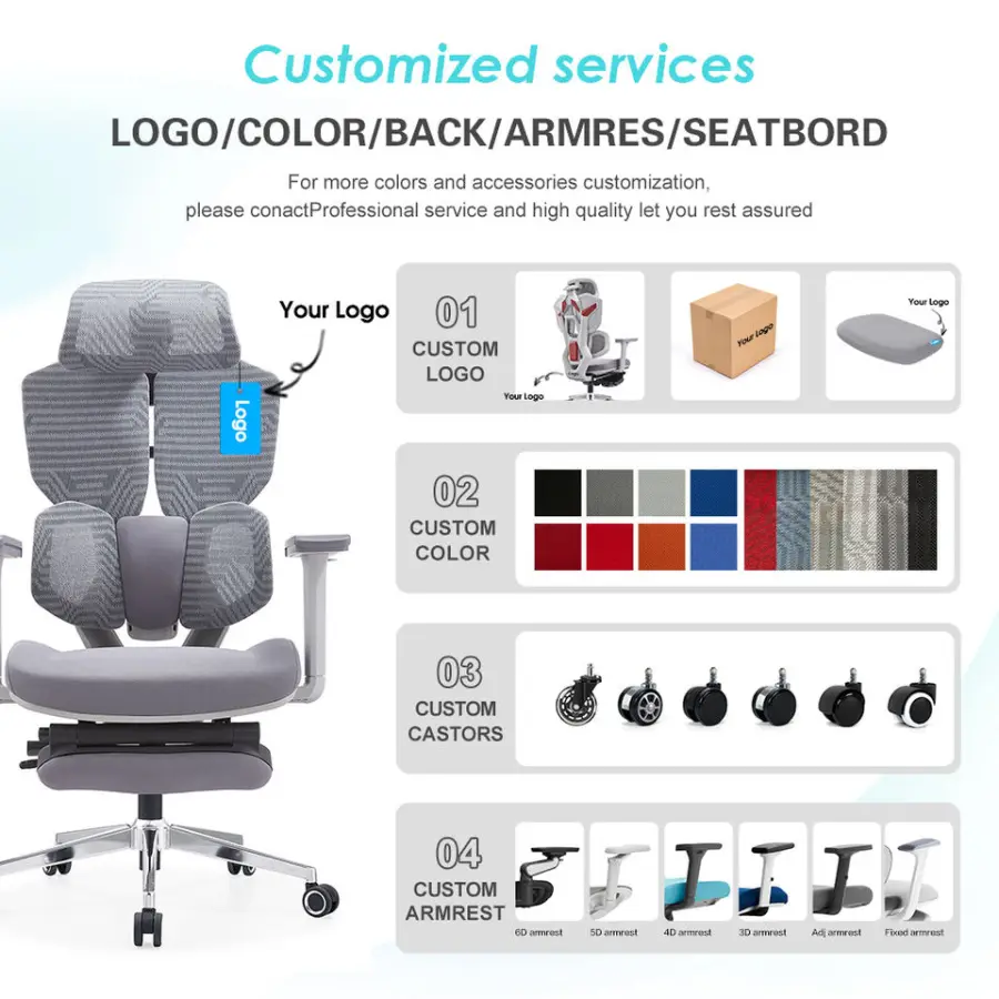 Factory Direct Sale Comfortable Multi-color Optional PC Computer Ergonomic Desk Office Gamer Chair with Footrest — image 6