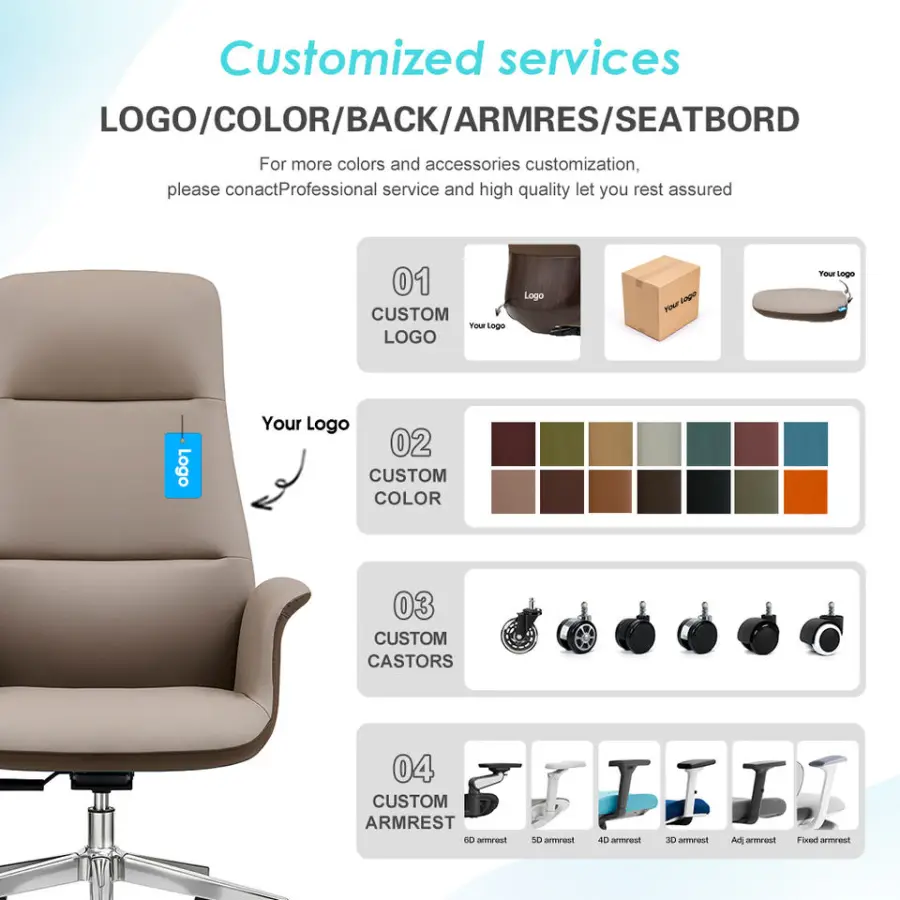 Modern Luxury High Back Executive Director Office Chair with Natural Wood Veneer Design Ergonomic Leather Boss Manager Chair — image 6
