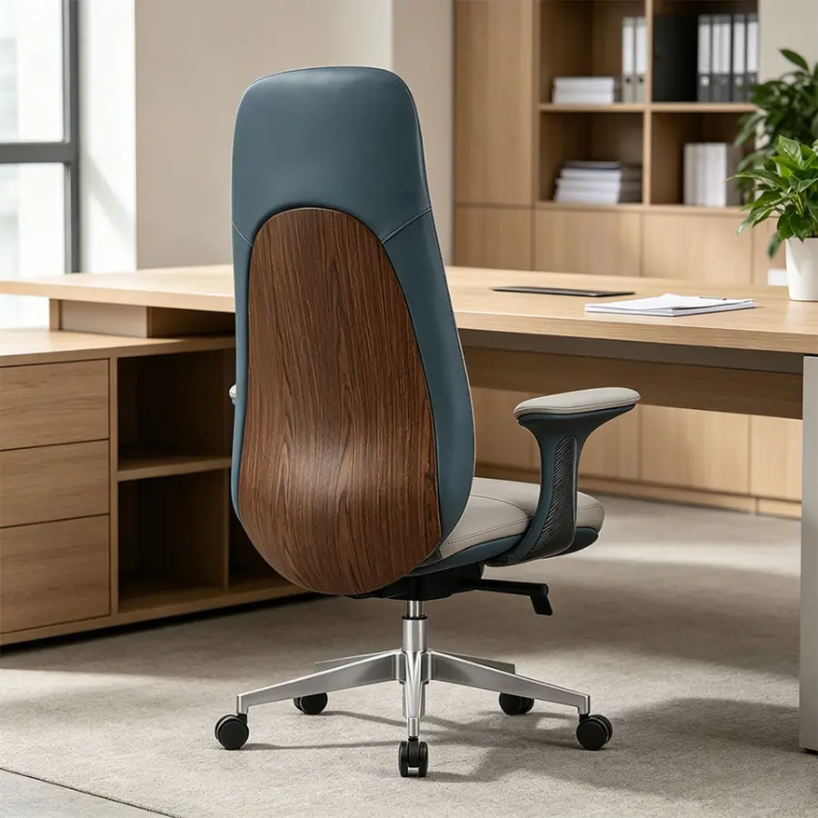 Wholesale Premium Mid-century Luxury Walnut Veneer Office Chair Commercial Manager Modern Ergonomic Executive Chair — view 1