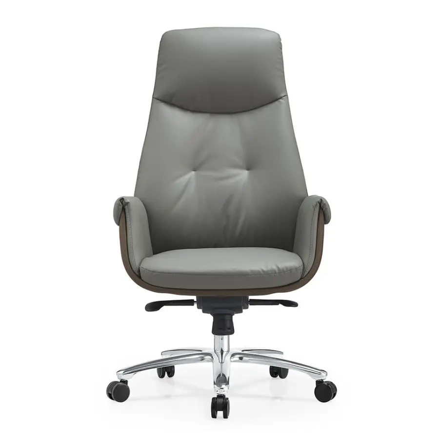 Manufacturer boss Aluminum Base Ergonomic Button Tufting Leather Boxed Edge Seat Cushion Upholstery Executive Office Cha — view 1
