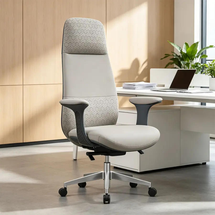 Wholesale Premium Mid-century Luxury Walnut Veneer Office Chair Commercial Manager Modern Ergonomic Executive Chair — image 3