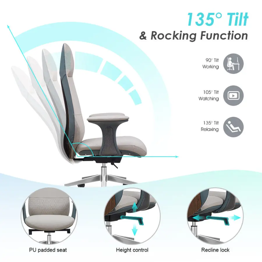 Wholesale Premium Mid-century Luxury Walnut Veneer Office Chair Commercial Manager Modern Ergonomic Executive Chair — image 5