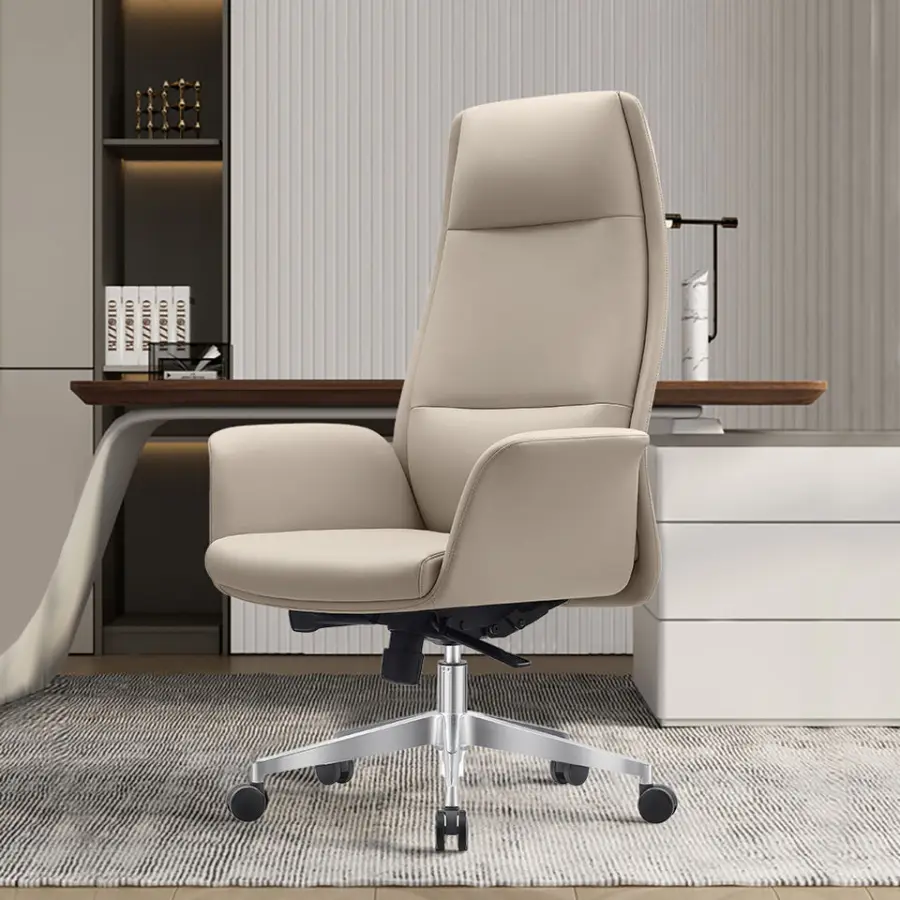 Promotional Office Furniture Manager Chair Reclining Brown Genuine Leather Executive Office Chair Leather — view 2