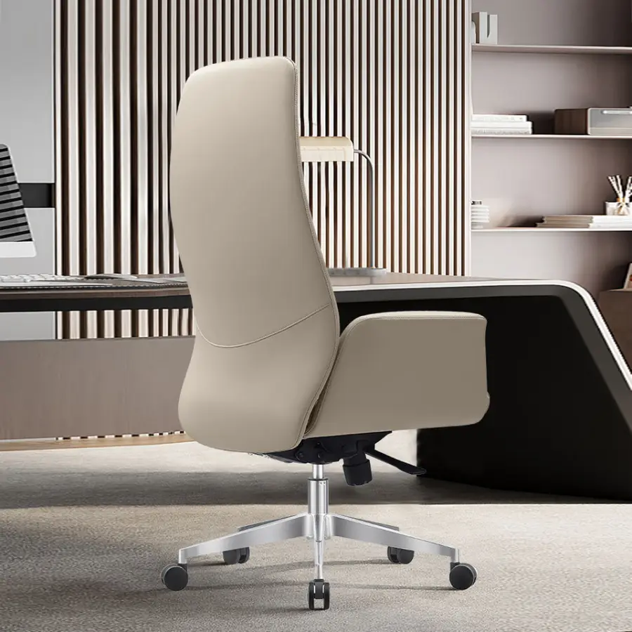 Promotional Office Furniture Manager Chair Reclining Brown Genuine Leather Executive Office Chair Leather — view 3