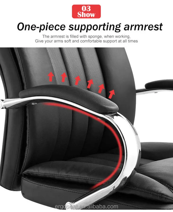 Manufacture Foshan Luxury High Back Lumbar Support Home Swivel boss Ergonomic Leather Office Chair — image 4