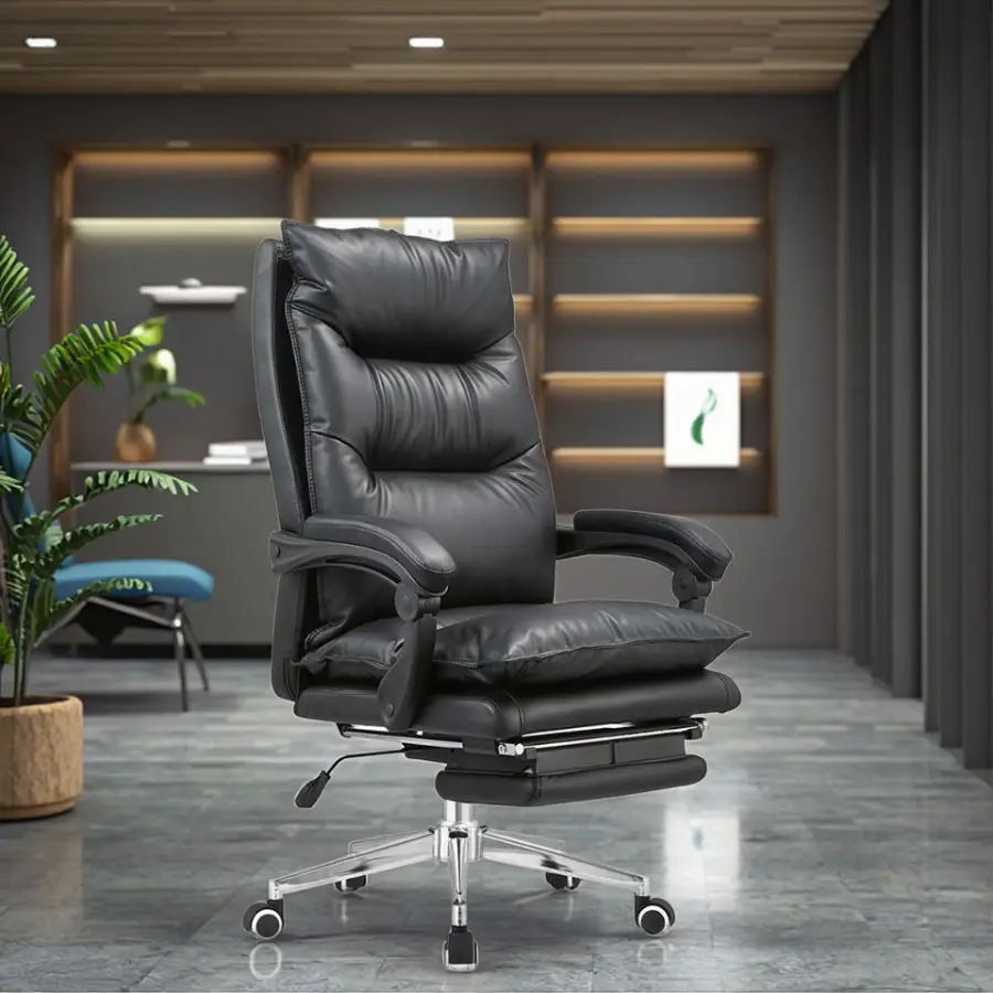 Heavy Duty Office Chair Leather Executive Recliner Swivel Office Chair High Back Ergonomic Desk Pu Leather Office Chair — image 7