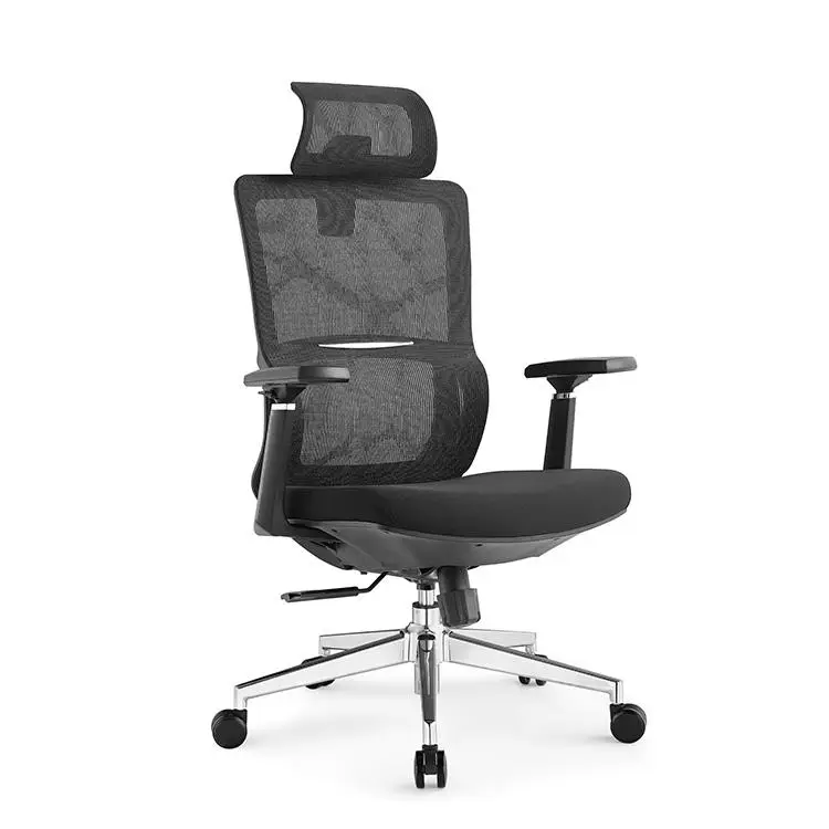 Wholesale Modern Lift Computer Chair Nylon Mesh Hight Back Swivel Design Ergonomic Oficina Staff Office Chair With Footrest — image 5