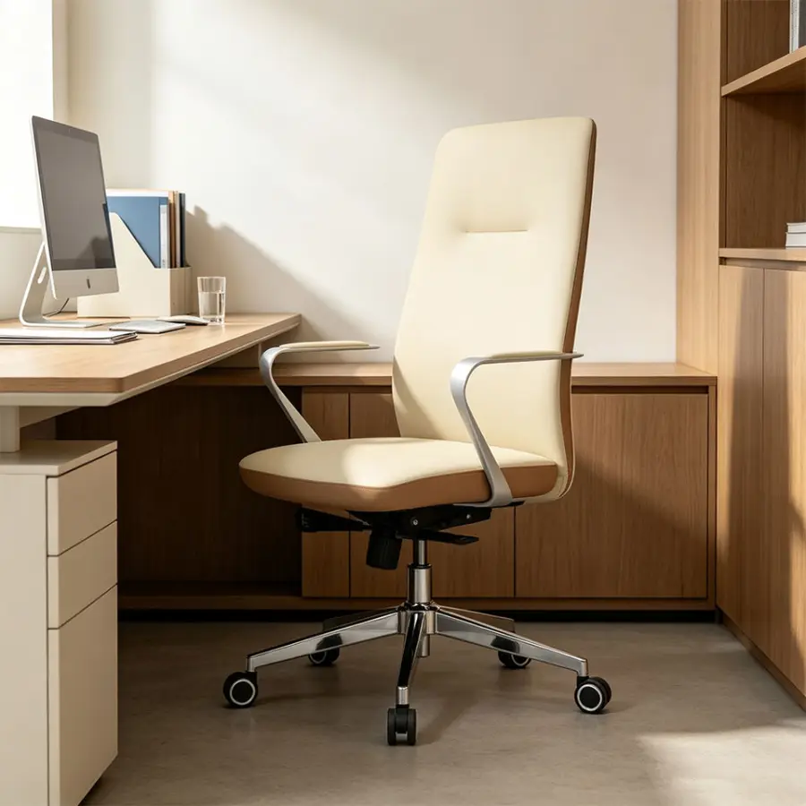 Luxury Conference Meeting Room Reception Area Executive Aluminum Armrest Leather Office Chair with Swivel — view 1