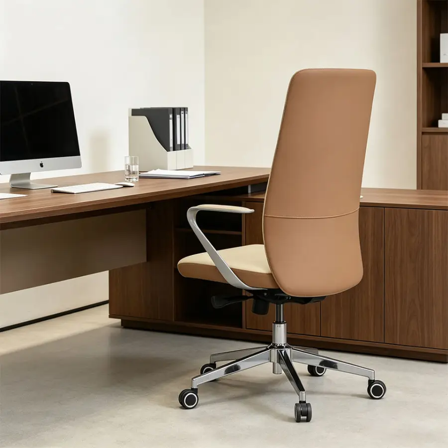 Luxury Conference Meeting Room Reception Area Executive Aluminum Armrest Leather Office Chair with Swivel — image 2