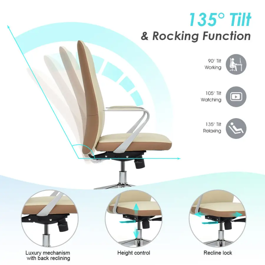Luxury Conference Meeting Room Reception Area Executive Aluminum Armrest Leather Office Chair with Swivel — image 4